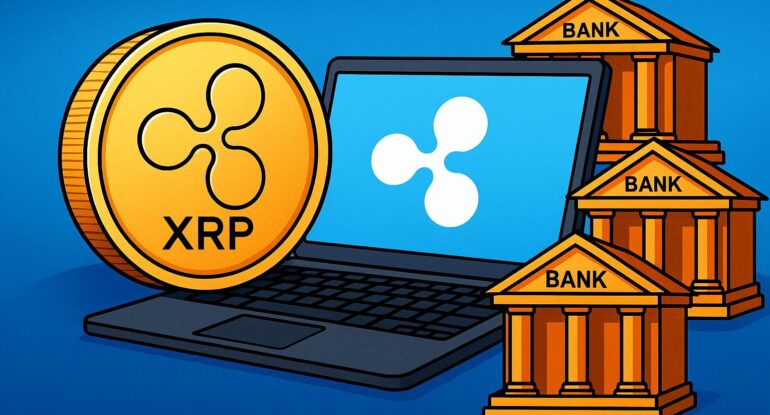 A_2D_digital_illustration_features_Ripple_(XRP)_cr ما هي عملة الريبل XRP ولماذا تختلف عن غيرها من العملات؟