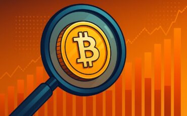 A_2D_digital_illustration_features_a_magnifying_gl كيف تقيم مشروع عملة رقمية قبل الاستثمار؟