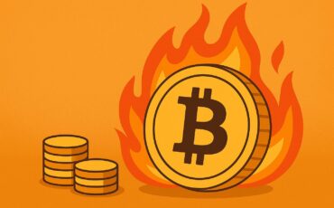 A_flat-style_digital_illustration_features_a_large ما هو الحرق في العملات الرقمية ولماذا يحدث؟