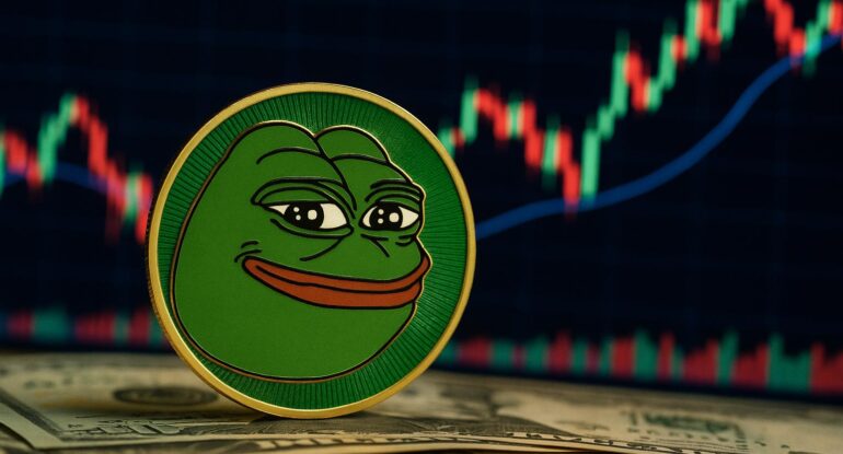 A_photograph_features_a_physical_Pepe_the_Frog_mem PEPE تقود موجة جديدة من عملات الميم