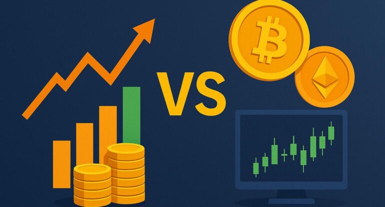 article_04_crypto_vs_stocks الفرق بين الأسهم والعملات الرقمية ببساطة