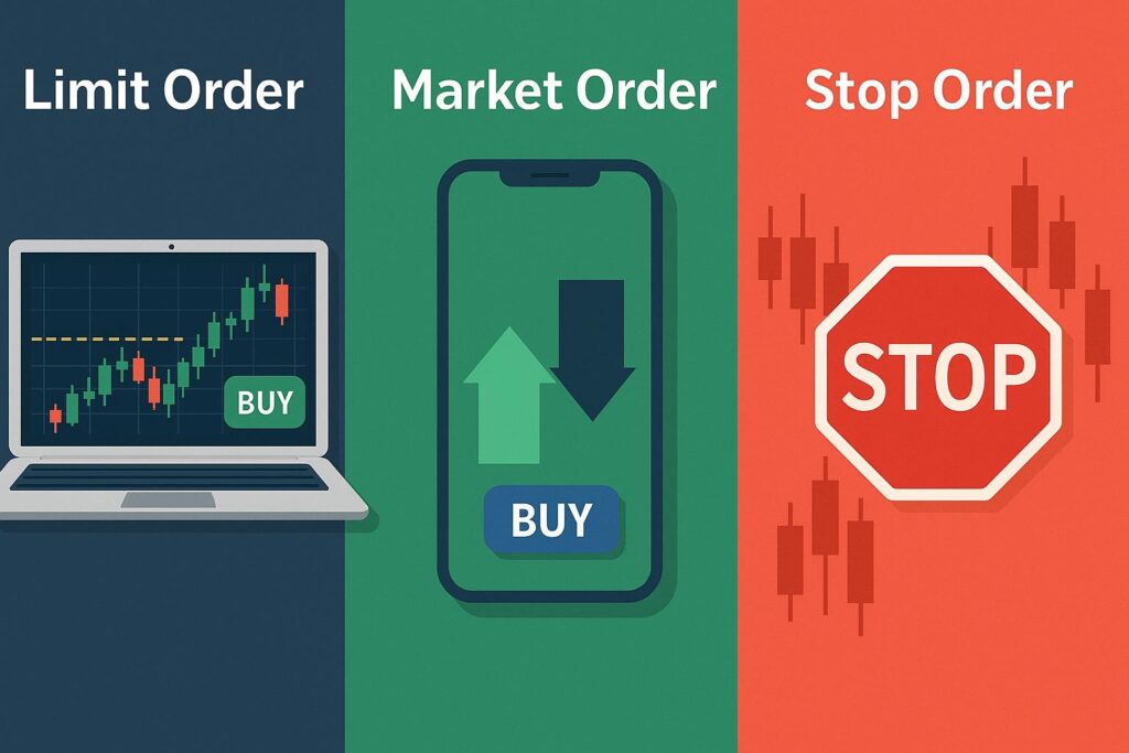 أنواع الأوامر في منصات التداول (Limit - Market - Stop)