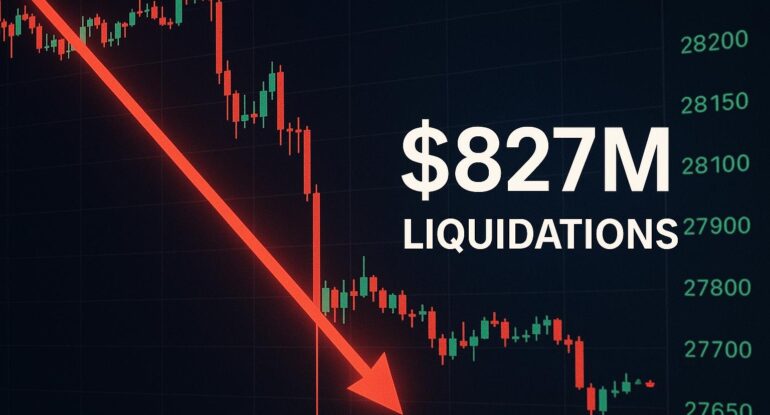 crypto_liquidation_827M 827 مليون دولار تصفيات في سوق الكريبتو