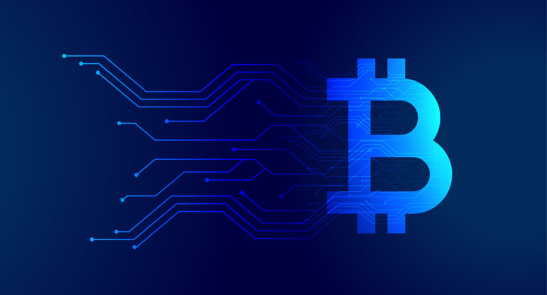 bitcoin cryptocurrency technology digital background بلاك روك تعتبر بيتكوين أصلًا استراتيجيًا