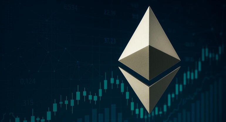 A_digital_rendering_showcases_a_large_Ethereum_log الإيثيريوم