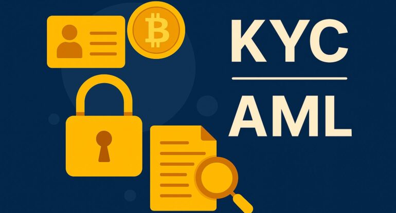 A_flat-style_digital_vector_illustration_displays_ الفرق بين KYC وAML في منصات الكريبتو